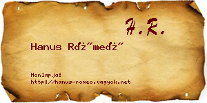 Hanus Rómeó névjegykártya